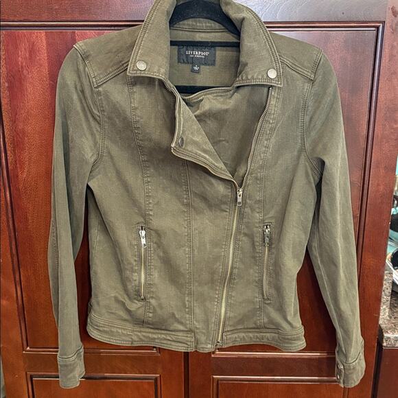 Liverpool Jackets & Blazers - Liverpool Los Angeles Women's Olive Moto Jacket Size S